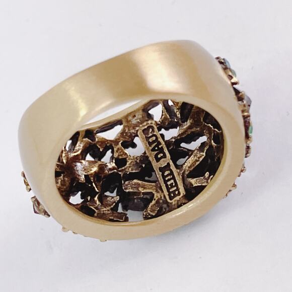 Signed Heidi Daus Gold Tone Multicolor Purple Butterfly Statement Ring Size 7 - Picture 12 of 12